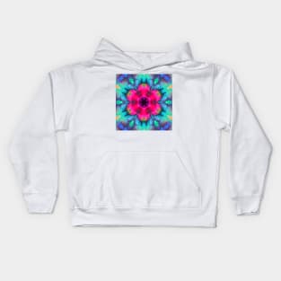 Psychedelic Mandala Flower Pink Blue and Green Kids Hoodie